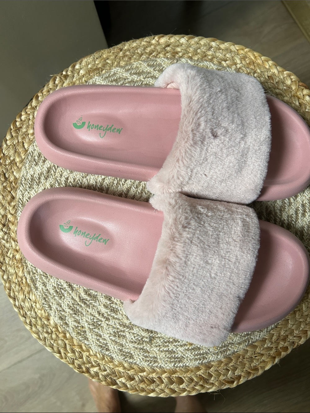 Honeydew Intimates Blush Pink Plush Slide Slippers for Women